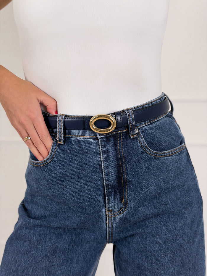 Moteriškas eko odos liemens diržas DERIAN Tamsiai mėlyna