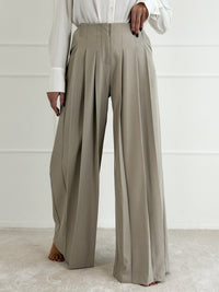 Moteriškos plačios klasikinės kelnės MADHU Kreminė