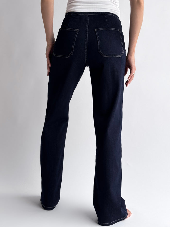 WIDE LEG LOW WAIST moteriški džinsai JEPSON Tamsiai mėlyna