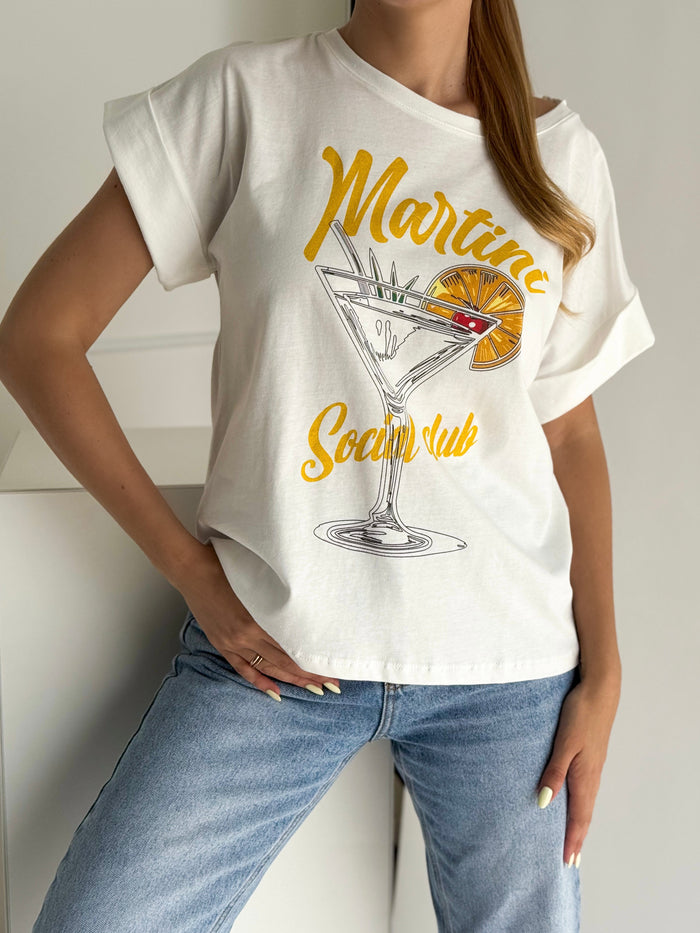 Moteriški medvilniniai marškinėliai MARTINI Balta