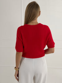 Moteriškas itališkas megztinis su baby alpakos vilna BARTOLO Raudona