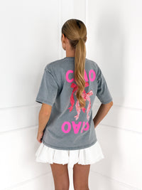 Moteriški medvilniniai marškinėliai CIAO BELLA Pilka