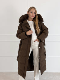 Moteriška ilga žieminė striukė su gobtuvu ODELLE Ruda