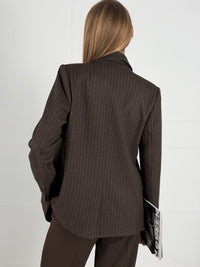 Moteriškas klasikinis dryžuotas švarkas REBECA Ruda