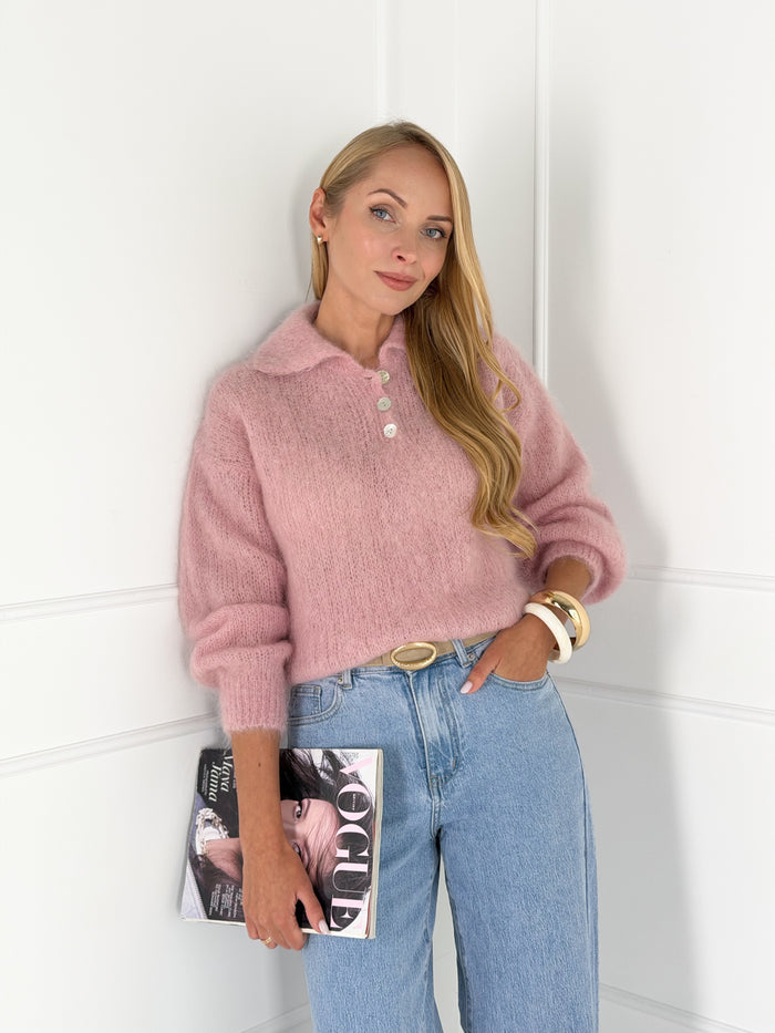 Moteriškas itališkas moheros vilnos megztinis RAYANA Rožinė