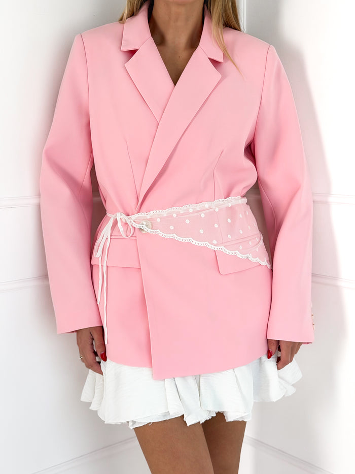 Moteriška trikampė nėriniuota skarelė VINNA Balta