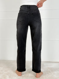 MOM FIT modelio moteriški džinsai aukštu juosmeniu MARGO Pilka