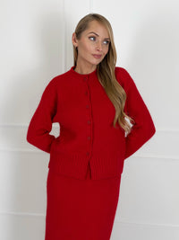 Moteriškas susagstomas megztinis su vilna LUCETTA Raudona