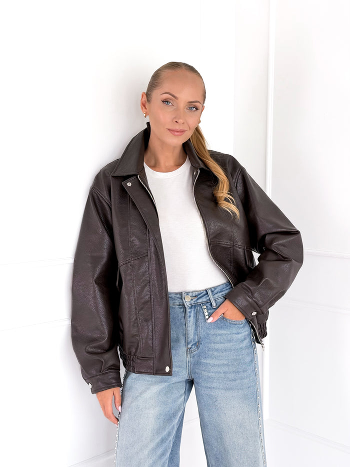 Moteriškas eko odos švarkas WILEY Ruda