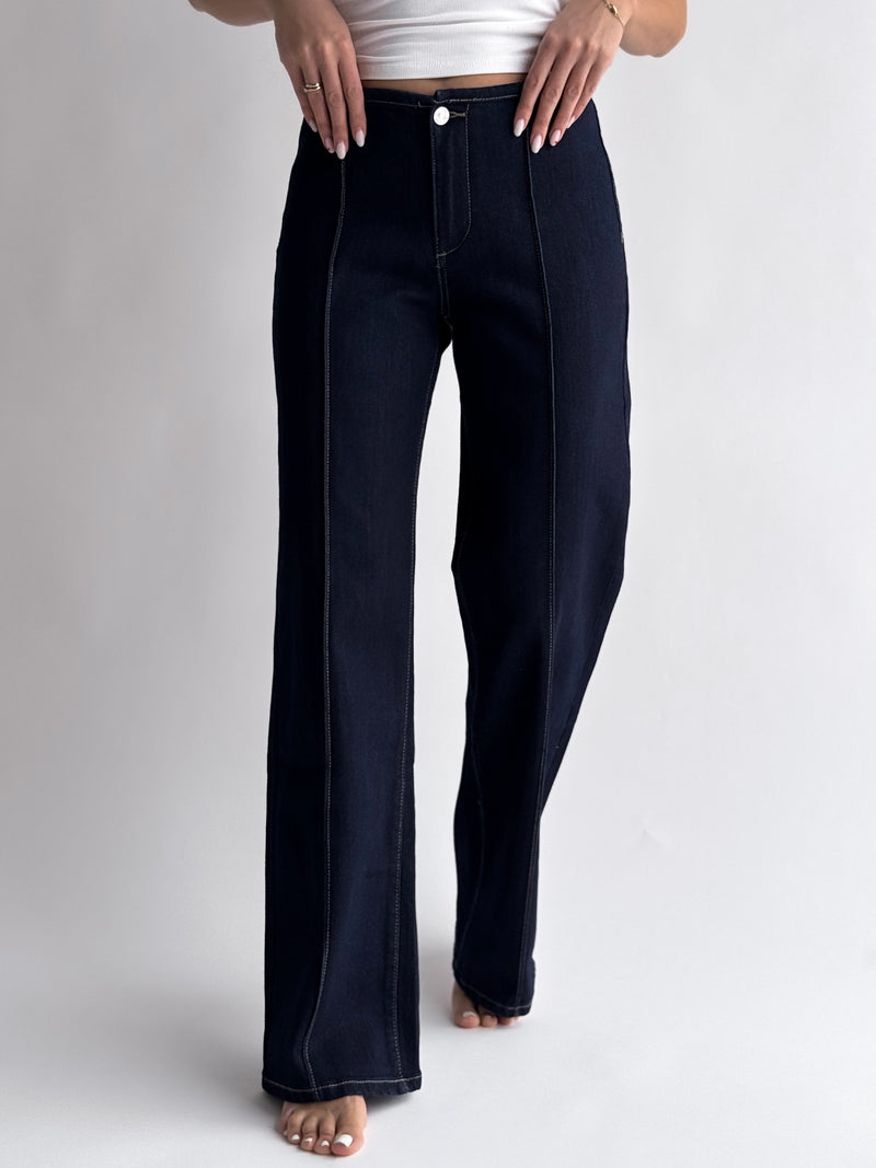 WIDE LEG LOW WAIST moteriški džinsai JEPSON Tamsiai mėlyna