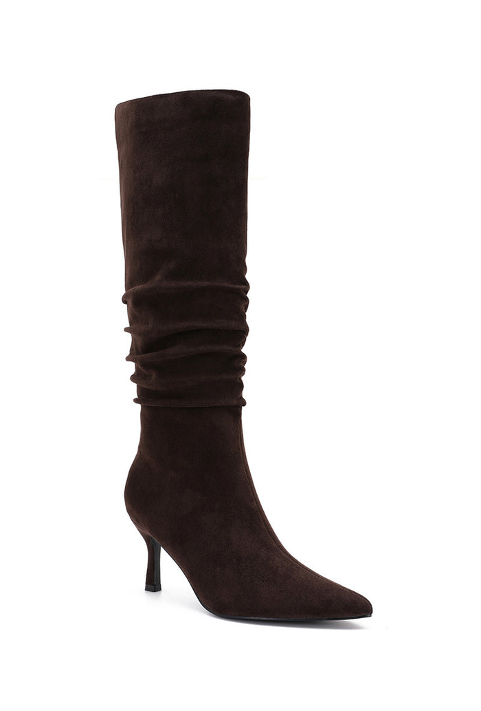 Moteriški dirbtinės odos ilgaauliai LIDDY Ruda