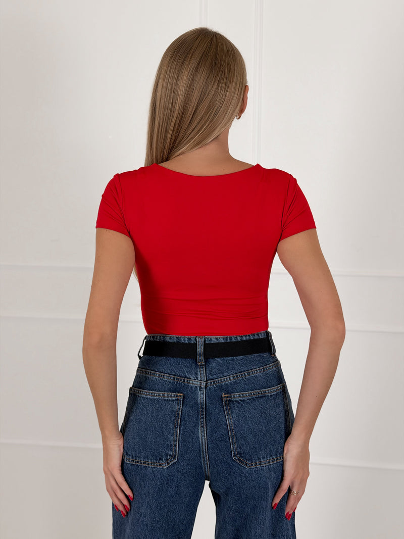 Moteriška palaidinė trumpomis rankovėmis HENRY Raudona