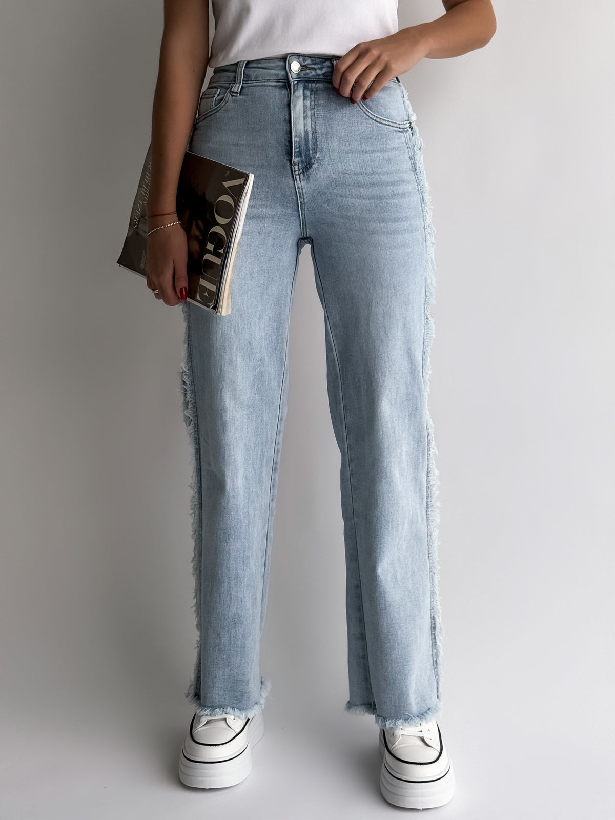 Moteriški WIDE LEG modelio džinsai BYRON Mėlyna