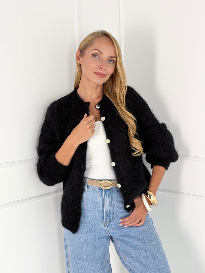 Moteriškas itališkas moheros vilnos megztinis EMELIN Juoda