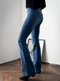 Moteriški elastingi platėjantys aukšto juosmens džinsai FLORA