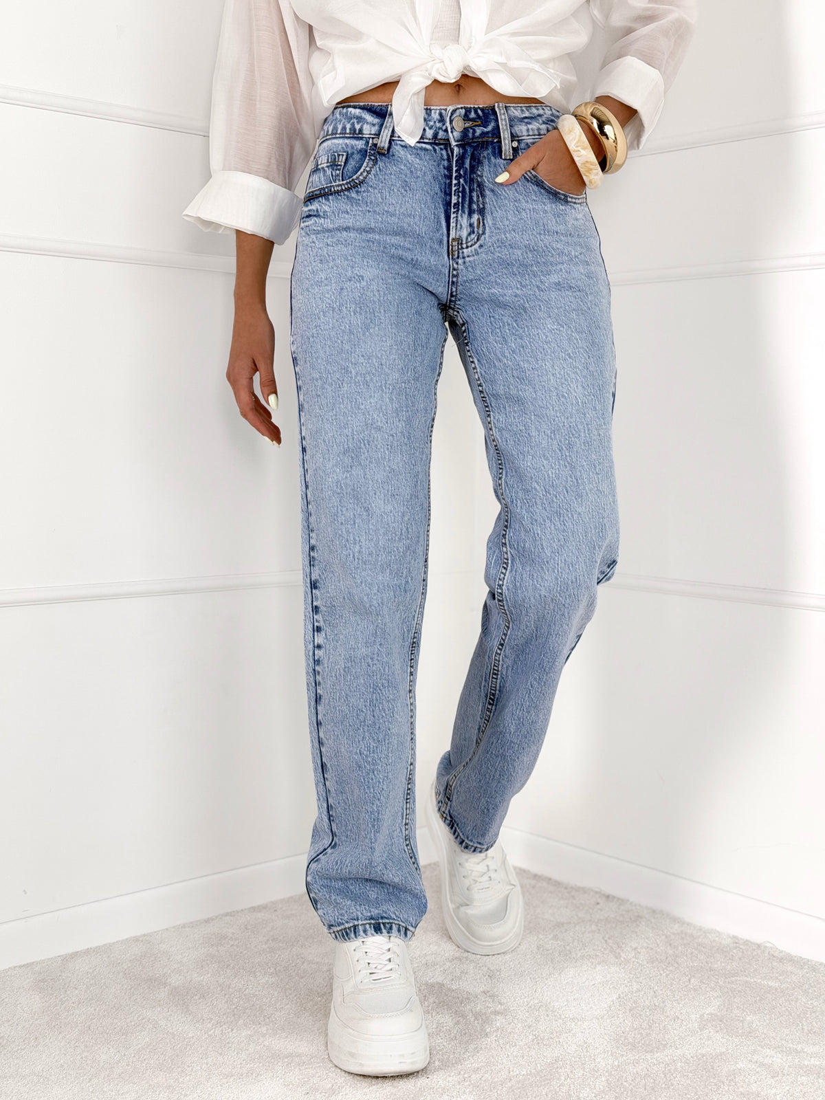 SLIM FIT moteriški džinsai AKIRA Mėlyna