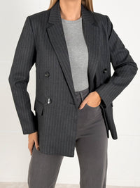 Moteriškas klasikinis dryžuotas švarkas REBECA Juoda