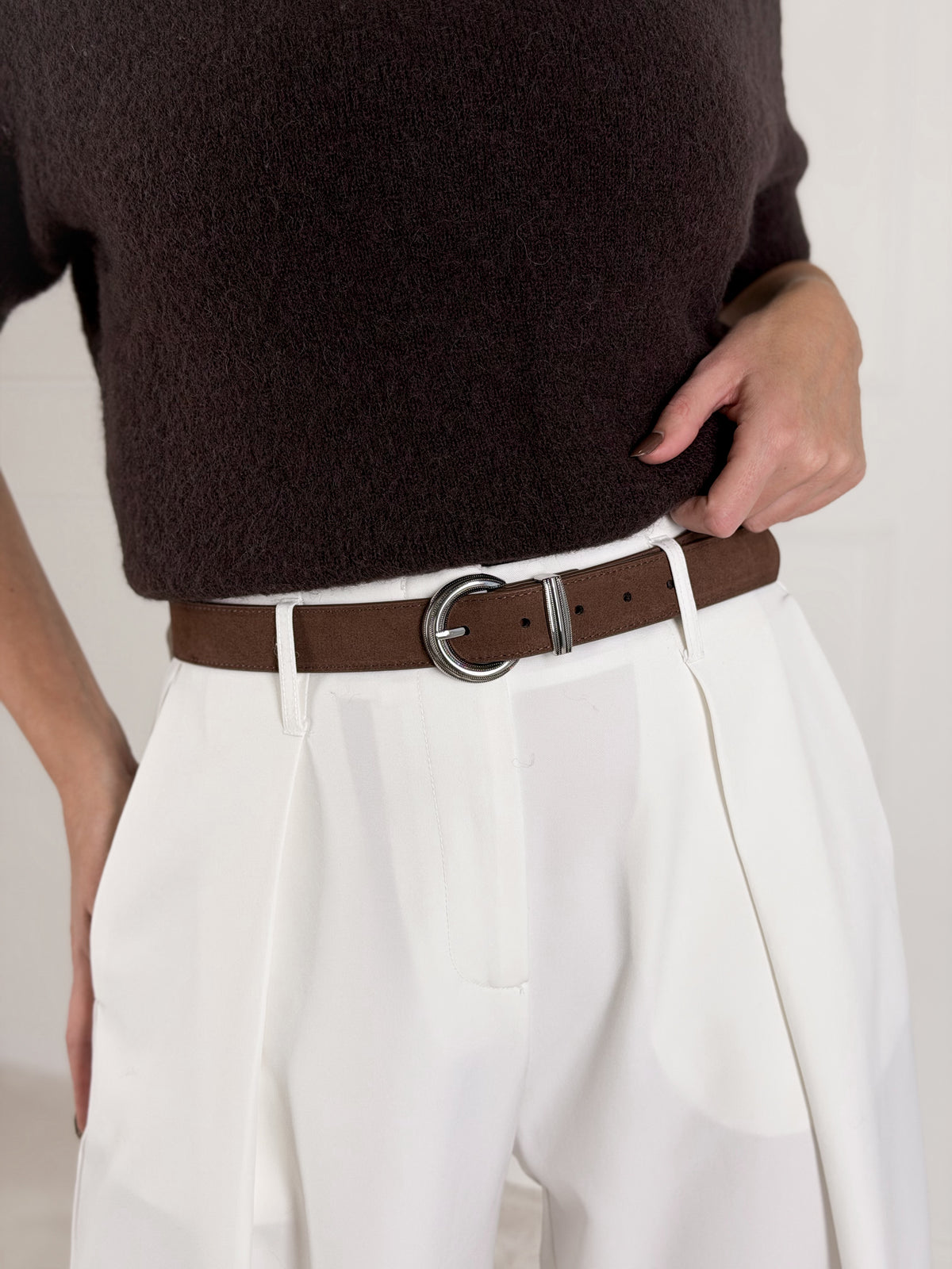 Natūralios odos moteriškas diržas SCOTTIE Tamsiai ruda