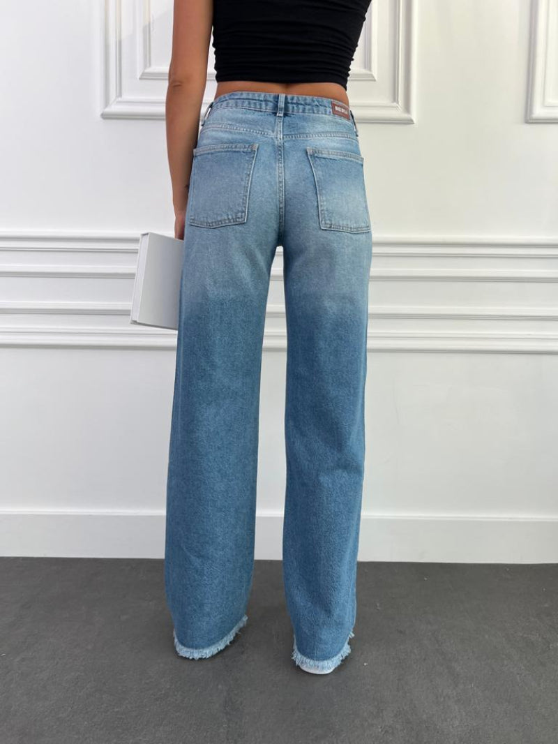Moteriški platėjantys džinsai aukštu liemeniu ALEXA Mėlyna