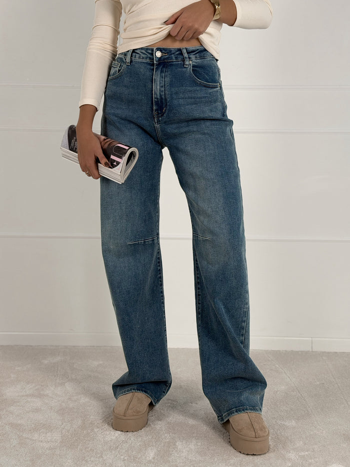 BARREL modelio moteriški džinsai AYLEN Mėlyna