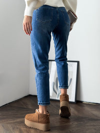 Moteriški elastingi MOM FIT modelio aukšto juosmens džinsai SEVILLE