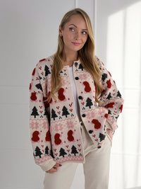 Moteriškas susagstomas kalėdinis megztinis WINTER Balta