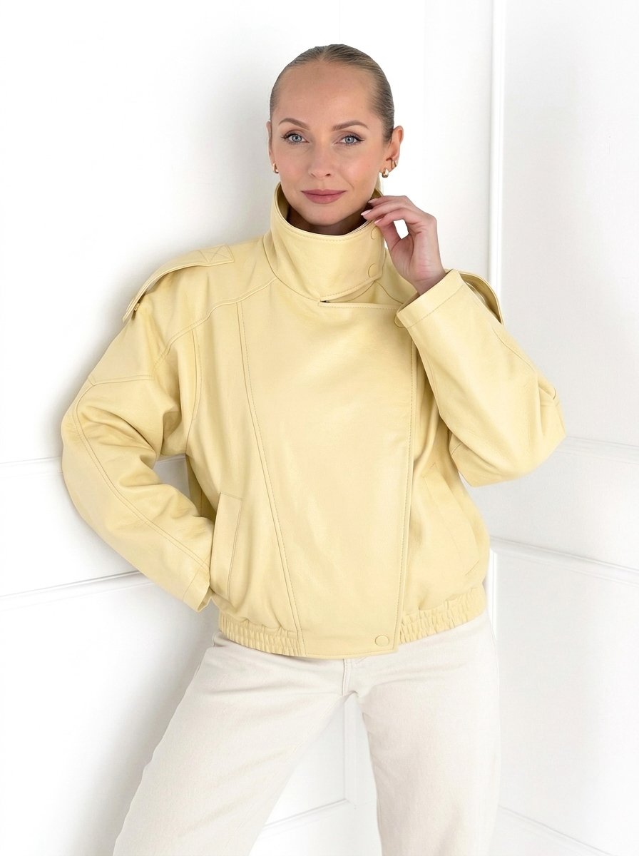 Moteriškas eko odos švarkas NICOLE Geltona