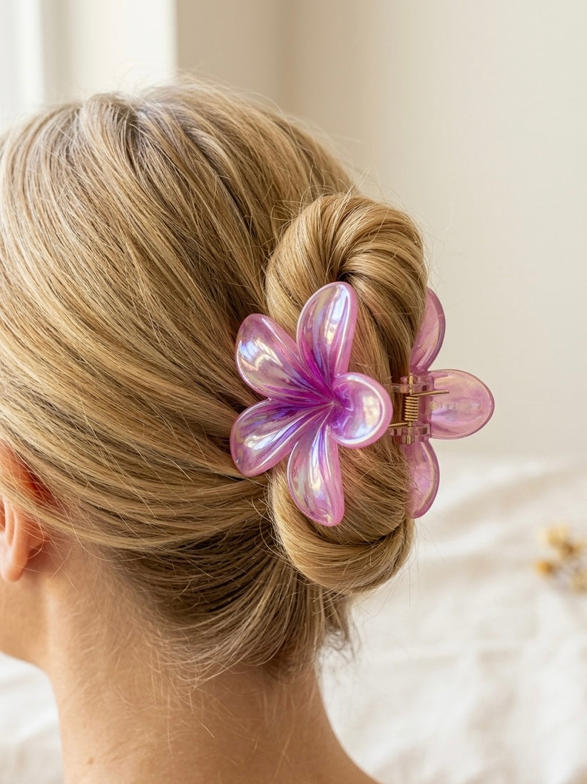 Gėlės formos plaukų segtukas GINNY Rožinė