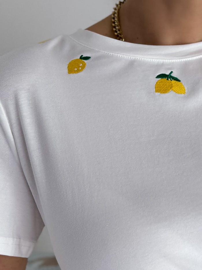 Moteriški medvilniniai marškinėliai LEMON Balta