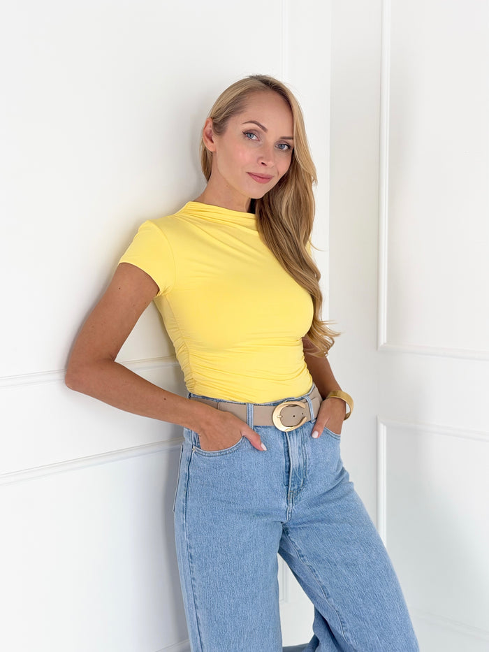 Moteriška palaidinė trumpomis rankovėmis TANNER Geltona