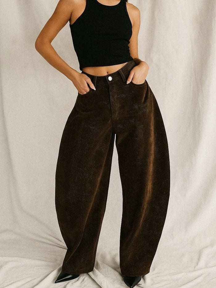 BALLOON modelio gyvatės rašto džinsai MAMBA Tamsiai ruda