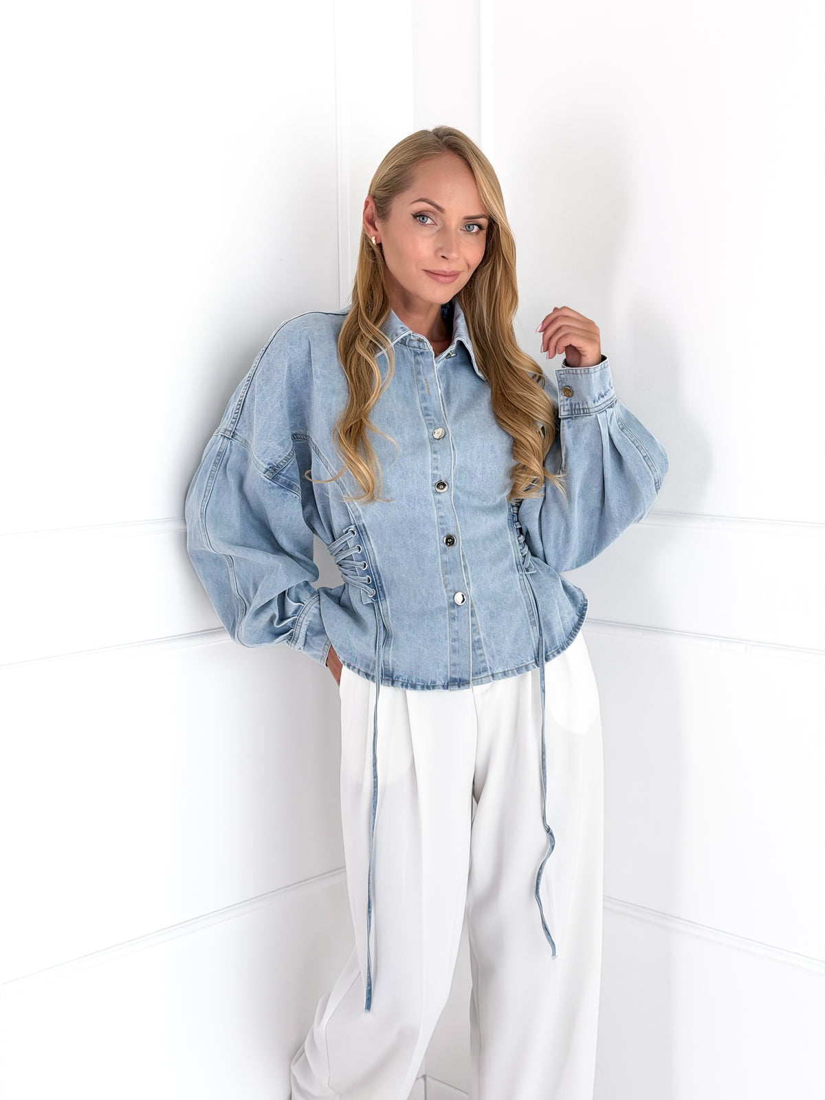 Moteriški džinsiniai marškiniai LISEL Mėlyna