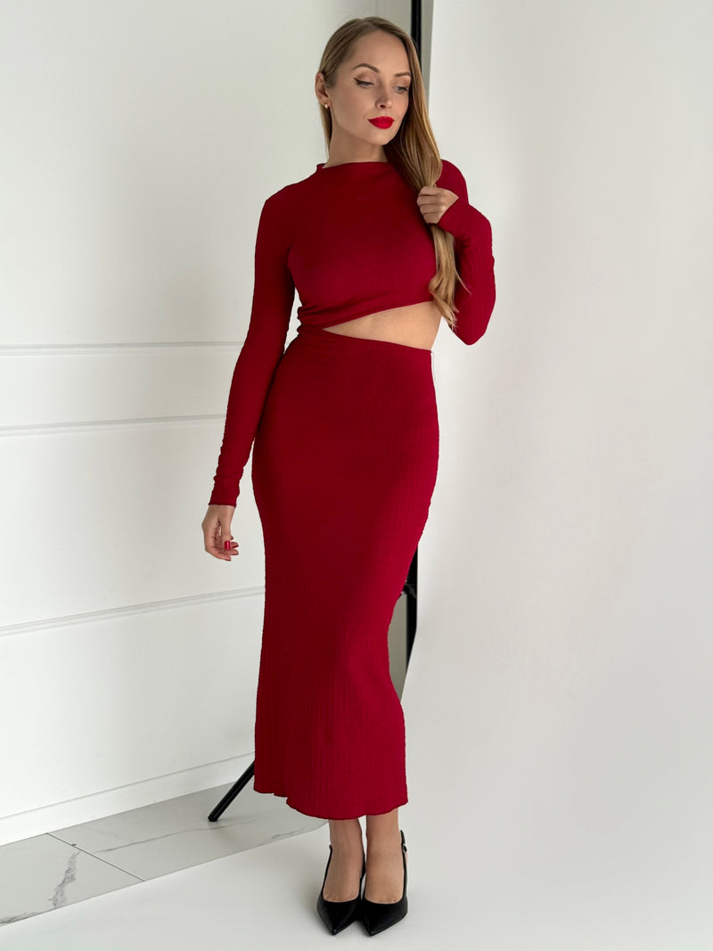 Moteriška proginė suknelė ESTELLA Bordo