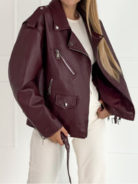 Moteriškas eko odos švarkas OLSON Bordo