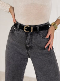 Natūralios odos moteriškas diržas SCOTTIE Juoda/Auksinė