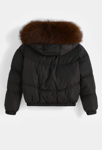 Moteriška trumpa striukė su gobtuvu RAY Juoda/Ruda