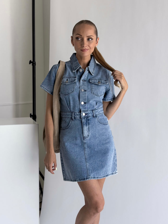 Moteriška džinsinė suknelė TANNA Mėlyna