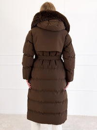 Moteriška ilga žieminė striukė su gobtuvu ODELLE Ruda