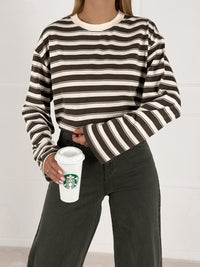 Moteriška medvilninė dryžuota palaidinė OWEN Chaki