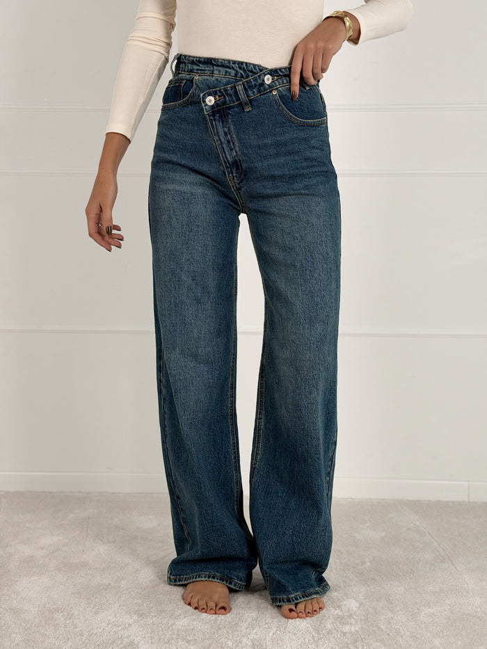 Moteriški platėjantys džinsai RAYEN Mėlyna