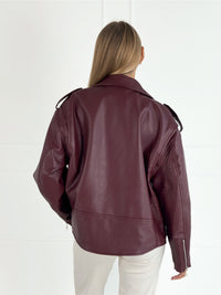 Moteriškas eko odos švarkas OLSON Bordo