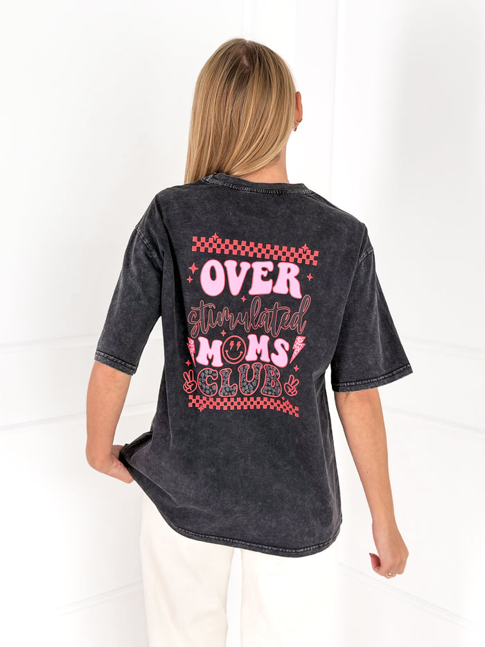 Moteriški medvilniniai marškinėliai MOMS CLUB Juoda