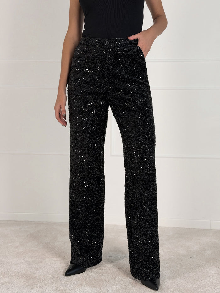 Moteriškos blizgios kelnės GLITTER Juoda