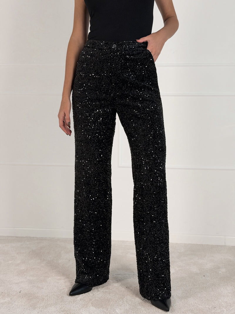 Moteriškos blizgios kelnės GLITTER Juoda