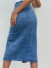 Moteriškas vidutinio ilgio džinsinis sijonas NEREA Mėlyna