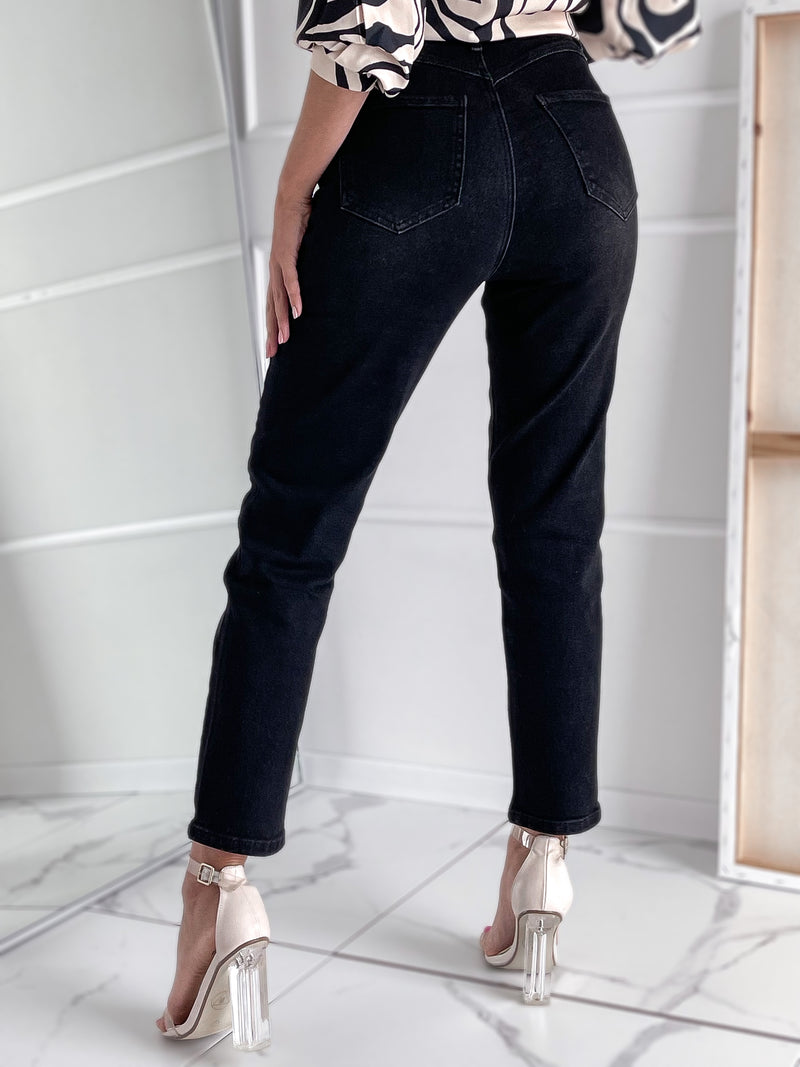 MOM FIT modelio moteriški džinsai aukštu juosmeniu LEEN