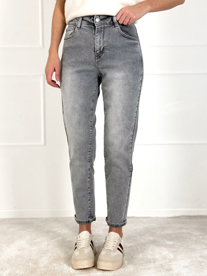 MOM STRETCH MID-RISE moteriški džinsai FARRELL Pilka