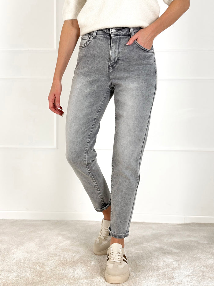 MOM STRETCH MID-RISE moteriški džinsai FARRELL Pilka