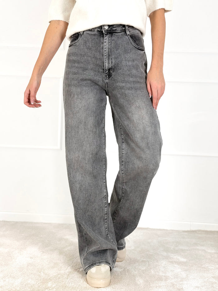 LOOSE STRAIGHT FULL LENGHT moteriški džinsai GODRIC Pilka