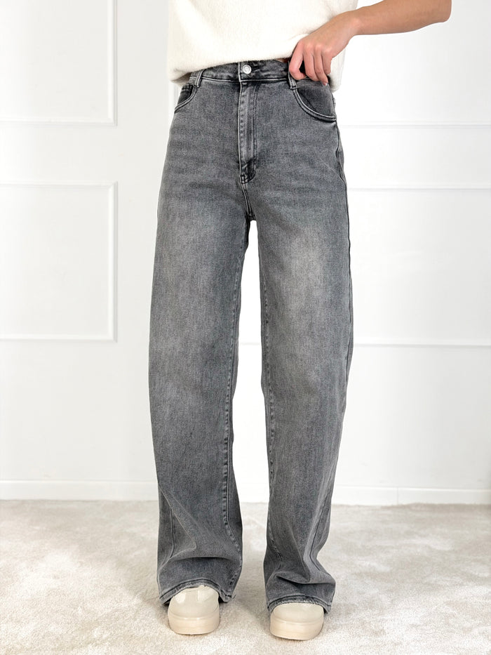 LOOSE STRAIGHT FULL LENGHT moteriški džinsai GODRIC Pilka